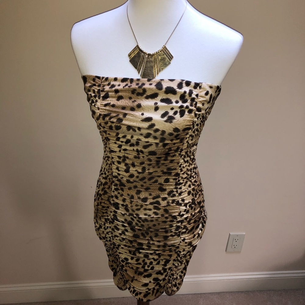 Strapless Leopard Print Dress